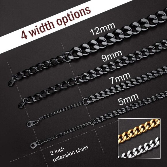 Chunky Cuban Link Necklace for Men - 18K Gold Plated Stainless Steel 14''-30'' - Picture 7 of 9